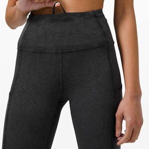 Lululemon Fast and Free Leggings Black Wash Iced Dye